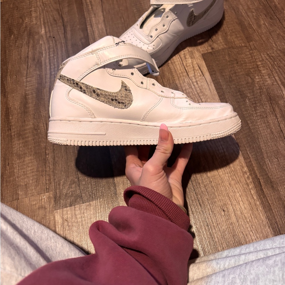 Nike White and Gray High-Top Sneakers